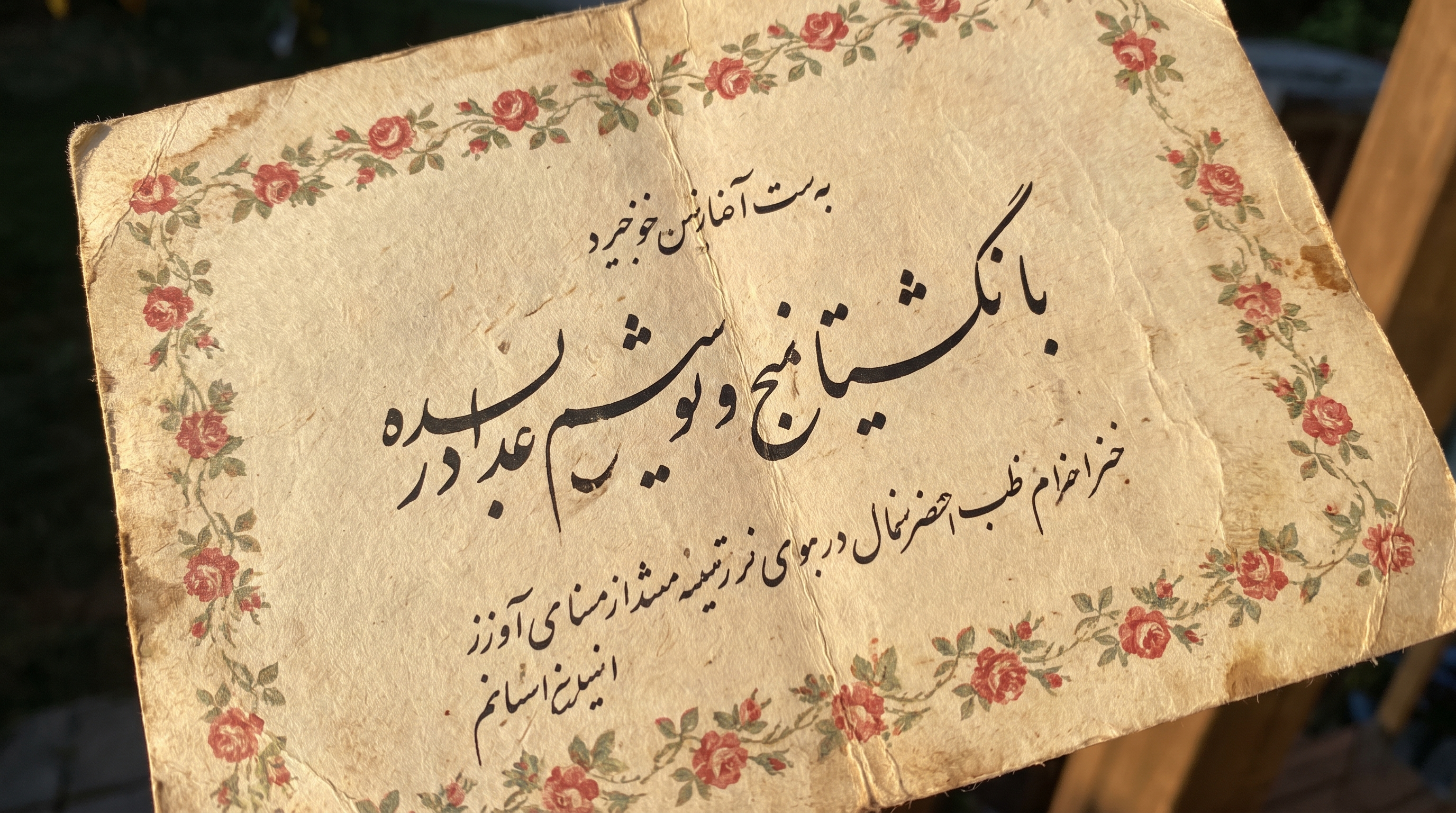 نمونه کارت دعوت عروسی دهه شصت با خوشنویسی فارسی